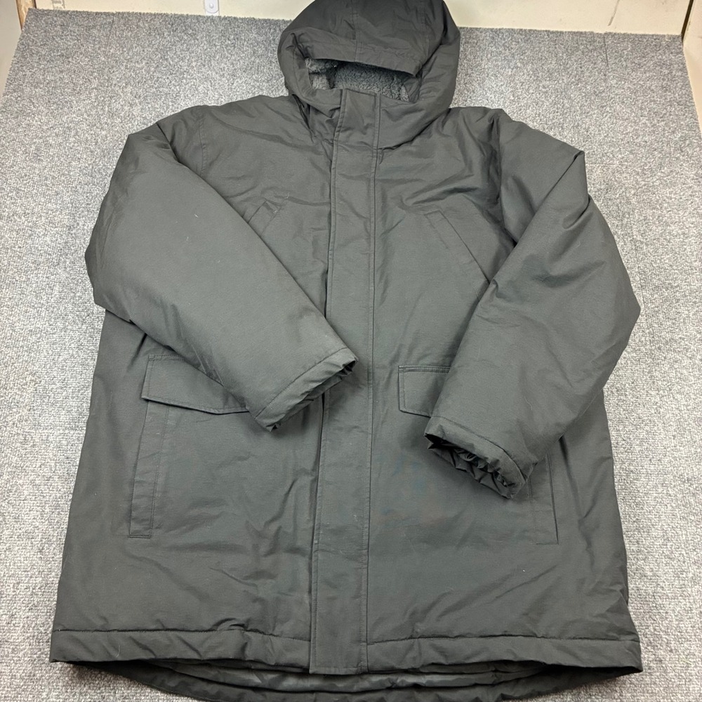 Old Navy Mens Size 2XL XXL Black WaterResistant Sherpa Lined Hooded Parka Jacket